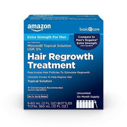 Minoxidil 5% Lösung zur Behandlung von Haarausfall für Männer, Extra Stärke, 12 Flüssigunzen (6 x 2 Fl Oz)