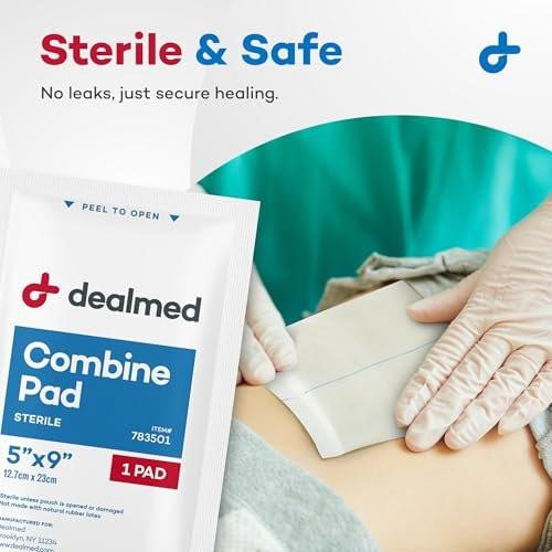 Dealmed ABD Kombi-Wundauflagen 5"x9" (20 Stück) Steril Einzeln Verpackt, Saugfähig, Nicht Haftend für Wundversorgung, Drainage, Erste Hilfe