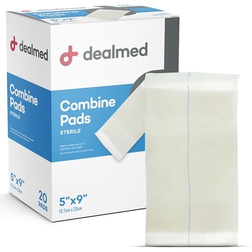 Dealmed Abdominal Combine Pads 5"x9" (40 Stück) – Sterile Einzeln Verpackte ABD-Pads, Saugfähig, Nicht Haftend für Wundversorgung und Erste Hilfe