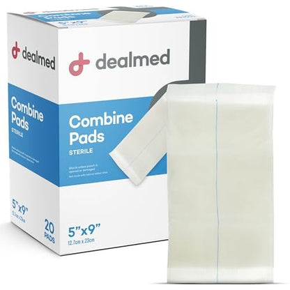 Dealmed Abdominal Combine Pads 5"x9" (40 Stück) – Sterile Einzeln Verpackte ABD-Pads, Saugfähig, Nicht Haftend für Wundversorgung und Erste Hilfe