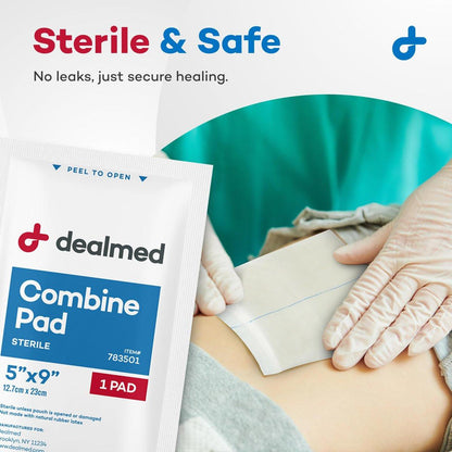 Dealmed ABD Kombi-Wundauflagen 5"x9" (20 Stück) Steril Einzeln Verpackt, Saugfähig, Nicht Haftend für Wundversorgung, Drainage, Erste Hilfe