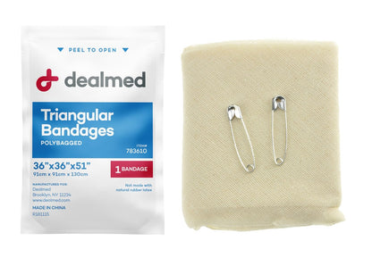 Dealmed Latexfreie Dreieckstücher – 12 Baumwoll-Bandagen mit 2 Sicherheitsnadeln, 36" x 36" x 51" Kompressionswickel, Wundversorgung für Erste-Hilfe-Set und medizinische Einrichtungen