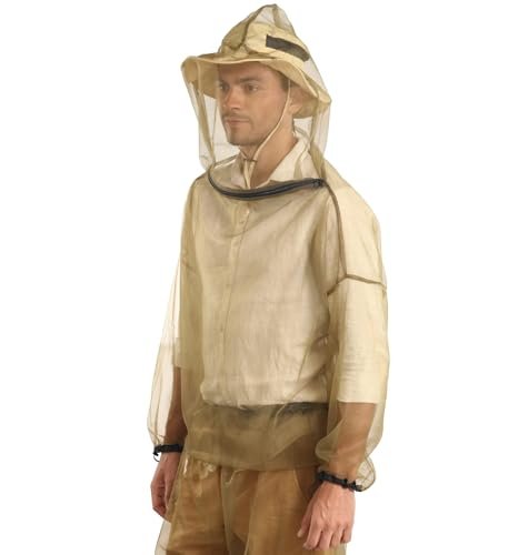 Mückenjacke – Insektenjacke mit Kapuze für Damen und Herren – Moskitonetz für Gartenarbeit und Outdoor-Schutz vor Mücken, Fliegen, Kriebelmücken, Gnitzen und Stechmücken