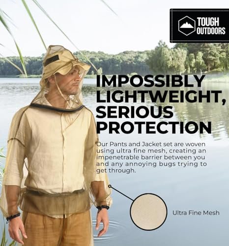 Mückenjacke – Insektenjacke mit Kapuze für Damen und Herren – Moskitonetz für Gartenarbeit und Outdoor-Schutz vor Mücken, Fliegen, Kriebelmücken, Gnitzen und Stechmücken