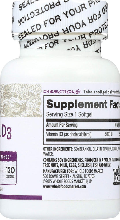 365 by Whole Foods Market Vitamin D3 5000 IE, 120 Kapseln