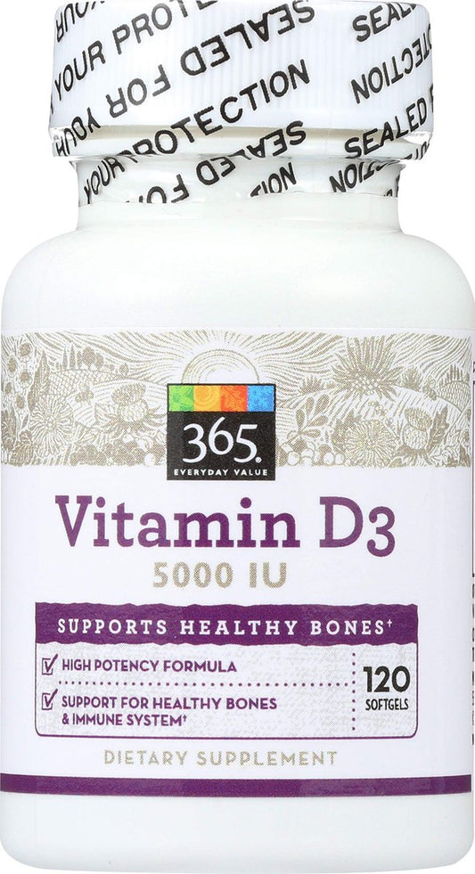 365 by Whole Foods Market Vitamin D3 5000 IE, 120 Kapseln