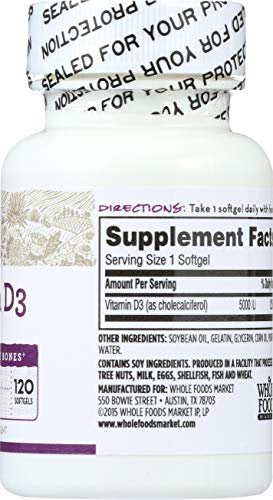 365 by Whole Foods Market Vitamin D3 5000 IE, 120 Kapseln