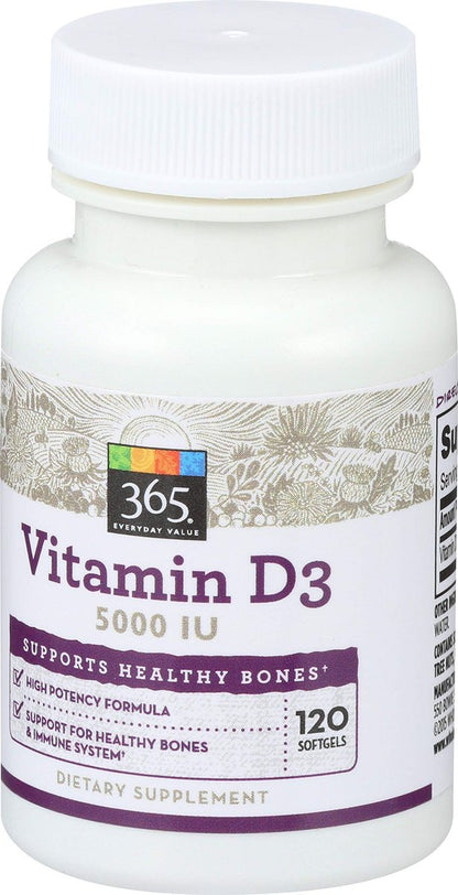 365 by Whole Foods Market Vitamin D3 5000 IE, 120 Kapseln
