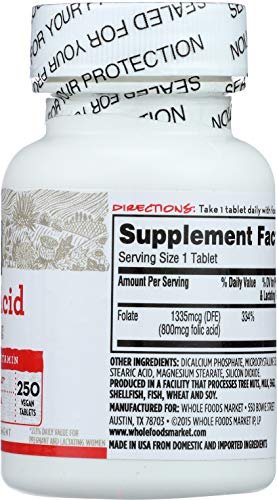 365 by Whole Foods Market Folsäure 800mcg, 250 Tabletten