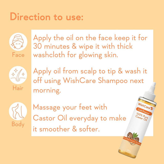 WishCare Premium Kaltgepresstes Rizinusöl für Haare & Haut (200 ml)