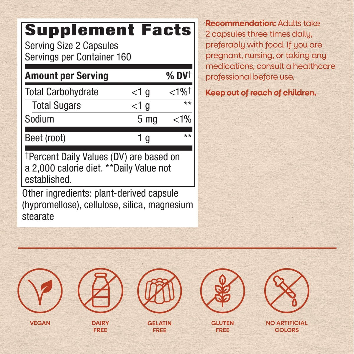 Nature's Way Rote-Bete-Kapseln, 1000 mg pro 2-Kapsel-Portion, unterstützt antioxidative Stoffwechselwege, hilft freie Radikale zu neutralisieren, vegan, 320 Kapseln