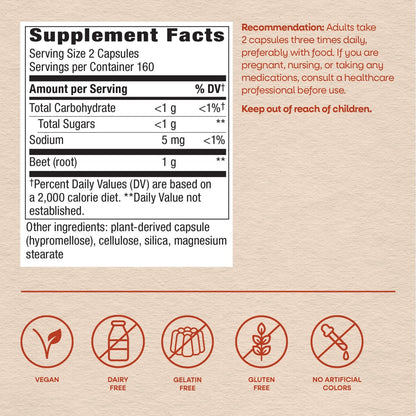 Nature's Way Rote-Bete-Kapseln, 1000 mg pro 2-Kapsel-Portion, unterstützt antioxidative Stoffwechselwege, hilft freie Radikale zu neutralisieren, vegan, 320 Kapseln