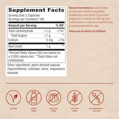 Nature's Way Rote-Bete-Kapseln, 1000 mg pro 2-Kapsel-Portion, unterstützt antioxidative Stoffwechselwege, hilft freie Radikale zu neutralisieren, vegan, 320 Kapseln
