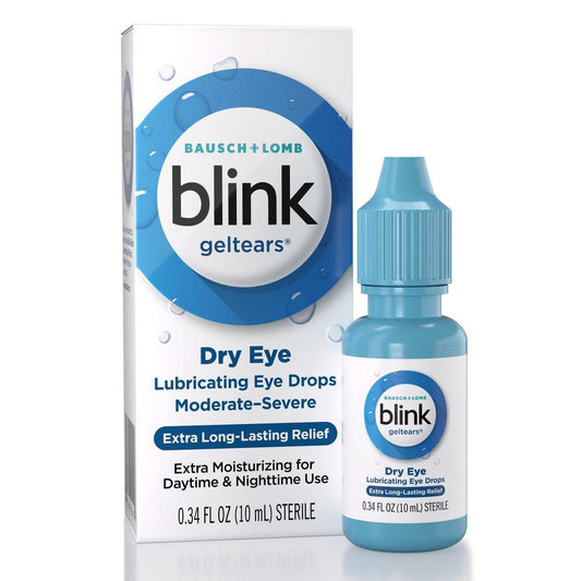 BLINK GelTears Augentropfen für trockene Augen – Feuchtigkeitsspendend & Beruhigend bei mittelschwerer bis schwerer Trockenheit – Sofortige Linderung & Lang anhaltende Hydratation für Tag und Nacht – 0,34 Fl Oz