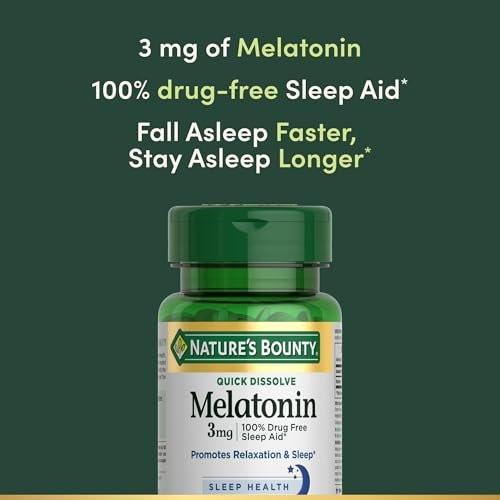 Nature's Bounty Melatonin 3 mg, 120 Schnell lösliche Tabletten – Fördert Entspannung & Schlaf, 100 % medikamentenfreies Schlafmittel