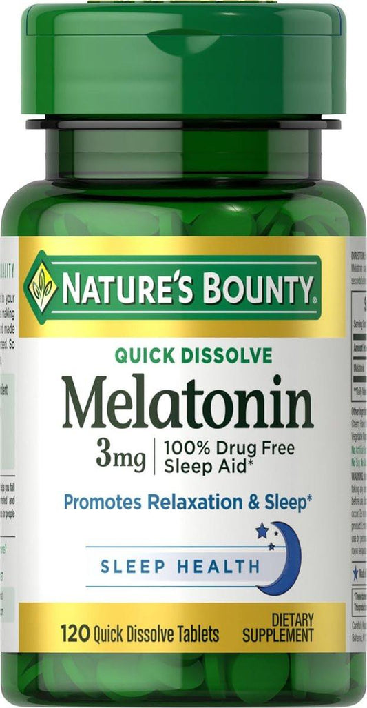 Nature's Bounty Melatonin 3 mg, 120 Schnell lösliche Tabletten – Fördert Entspannung & Schlaf, 100 % medikamentenfreies Schlafmittel