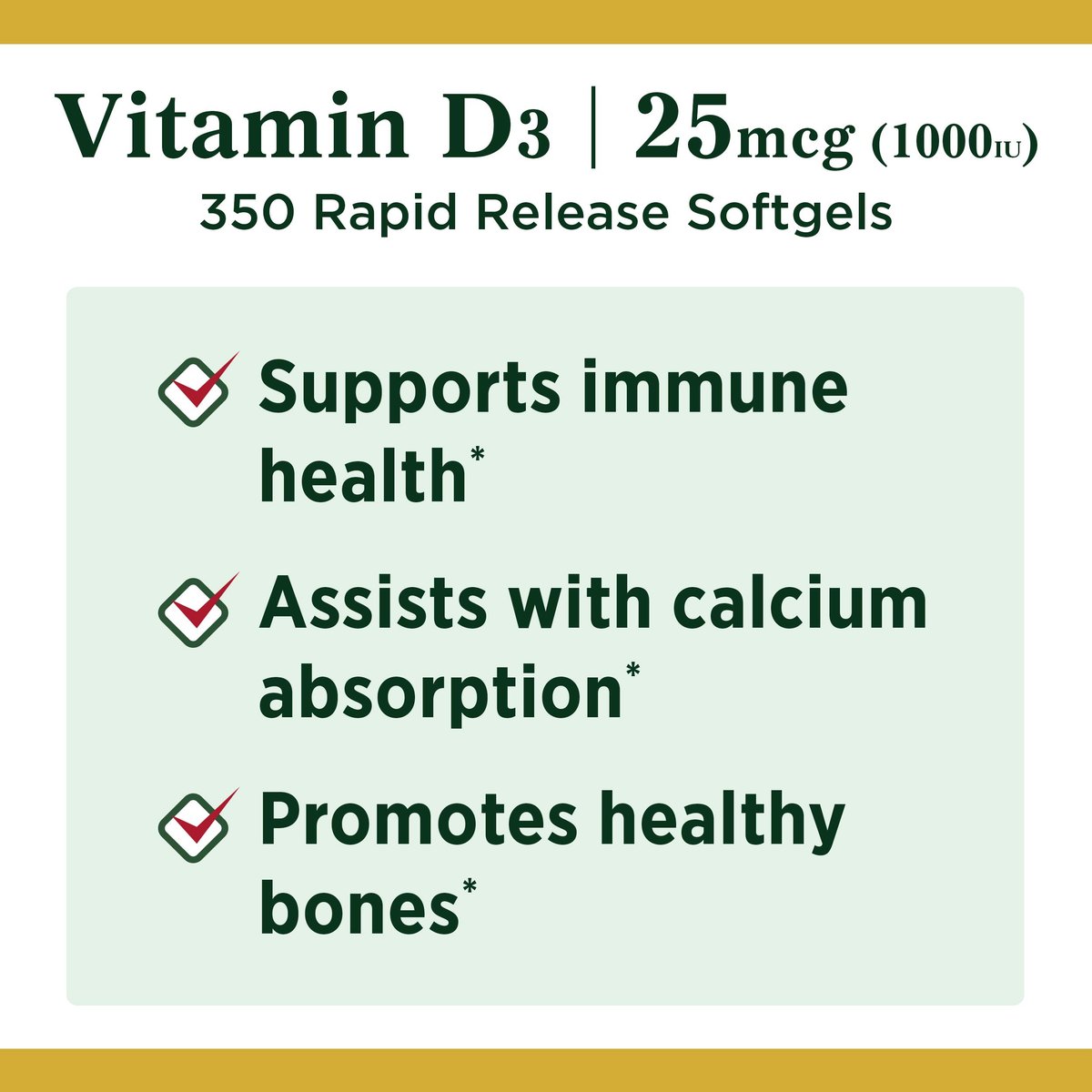 Nature's Bounty Vitamin D3 1000 IE Weichkapseln, 350 Stück