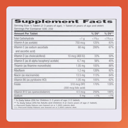 Rugby Kinder Multivitamin Kautabletten - Nahrungsergänzungsmittel - Fruchtgeschmack - Tierformen - 250 Stück