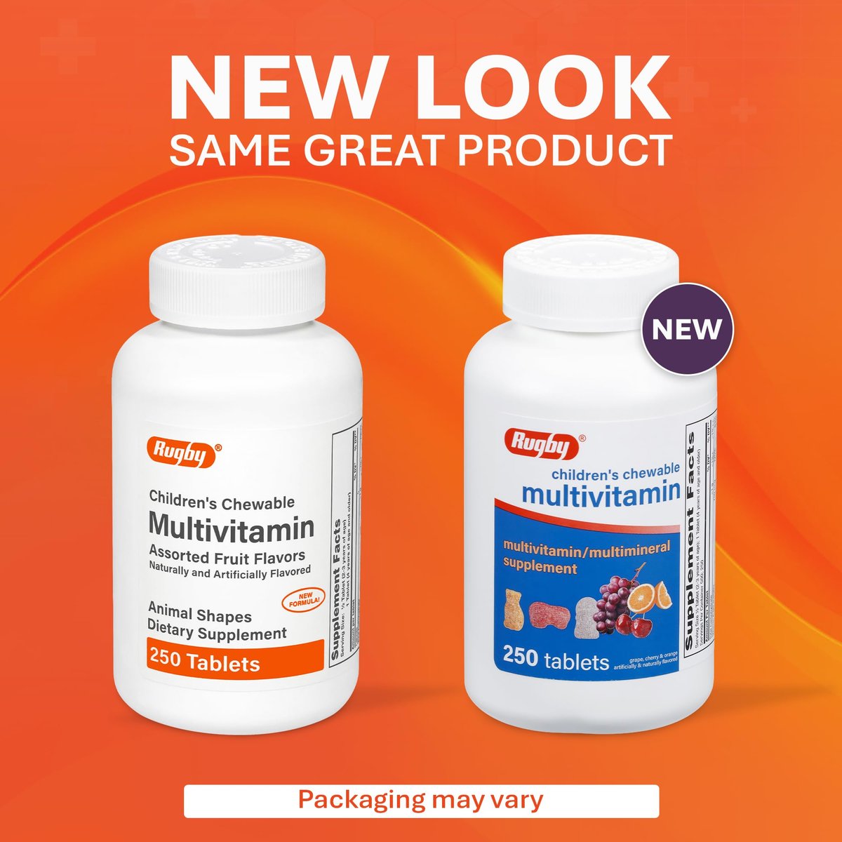 Rugby Kinder Multivitamin Kautabletten - Nahrungsergänzungsmittel - Fruchtgeschmack - Tierformen - 250 Stück