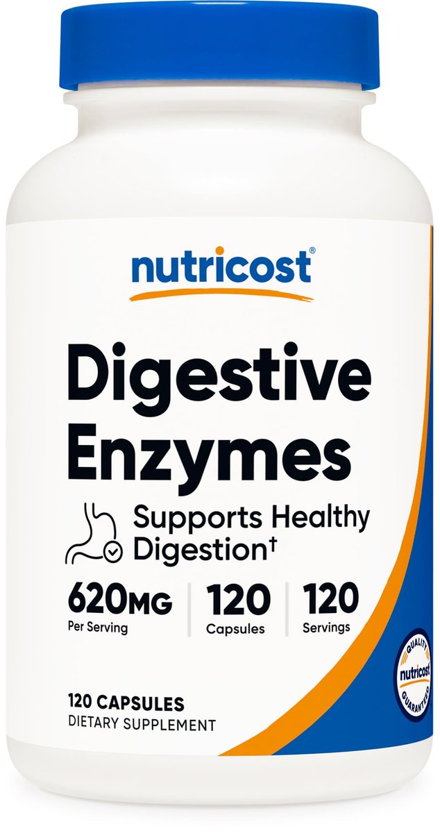 Nutricost Verdauungsenzyme 620mg, 120 Kapseln - Komplexes Verdauungsenzym-Präparat