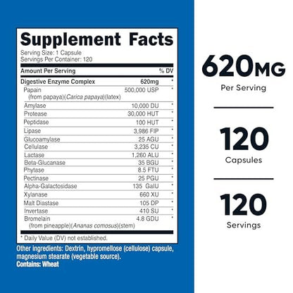 Nutricost Verdauungsenzyme 620mg, 120 Kapseln - Komplexes Verdauungsenzym-Präparat