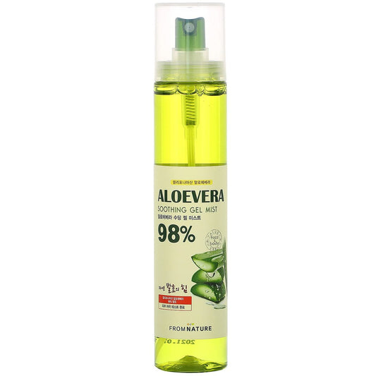 FROMNATURE Aloe Vera 98% Feuchtigkeitsspendendes Gel-Spray - 120 ml - Parabenfrei, Benzophenonfrei, ohne tierische Öle, ohne Mineralöl