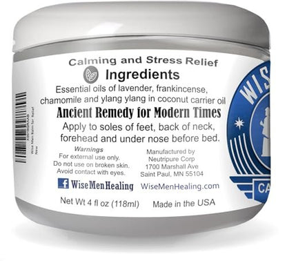Wise Men Calm Balm - 120 ml. Natürliches ätherisches Öl zur Unterstützung von Entspannung und Aromatherapie