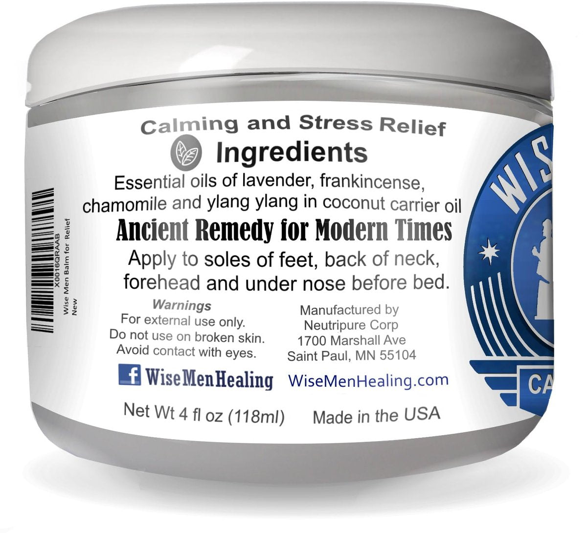 Wise Men Calm Balm - 120 ml. Natürliches ätherisches Öl zur Unterstützung von Entspannung und Aromatherapie