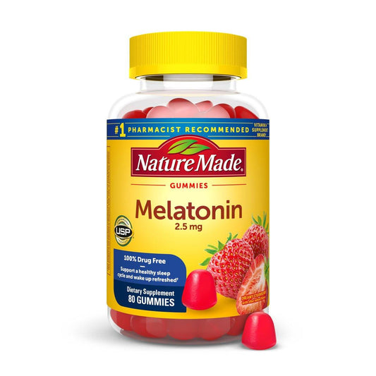 Nature Made Melatonin Gummis 2,5 mg – 80 Stück, 80-Tage-Vorrat, Schlafhilfe für Erwachsene, 100 % Medikamentenfrei