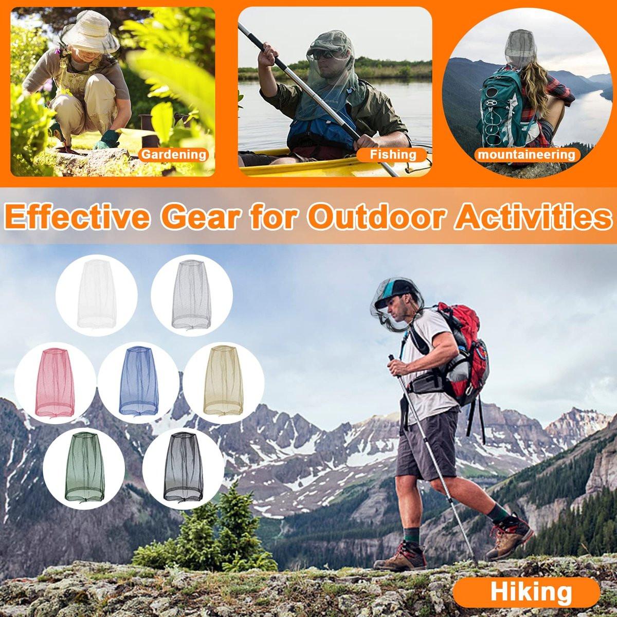 Benvo Mückenschutznetz für den Kopf – 2er-Pack, hellgrau, verbessertes Großnetz, Nylon, für Outdoor-Aktivitäten