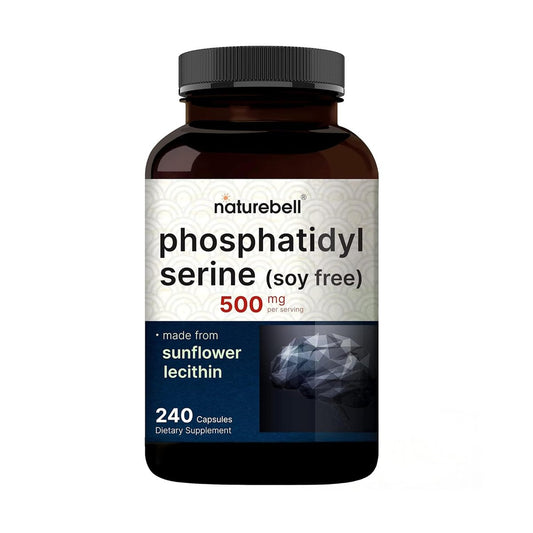 NatureBell Phosphatidylserin 500mg - 240 Kapseln - Gehirnunterstützung für Männer und Frauen* - Bioverfügbares Sonnenblumenlecithin - Leicht zu schlucken - Glutenfrei