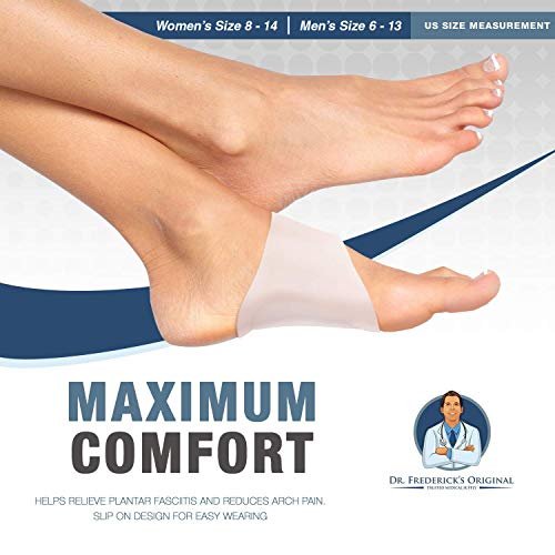 Dr. Frederick's Original Gel-Bogenstütze – 2er-Pack – Eingebaute Gel-Orthese für Plantarfasziitis, Plattfüße & Senkfüße – Flache Fußstütze für Damen & Herren – Passend für jeden Schuh