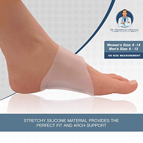 Dr. Frederick's Original Gel-Bogenstütze – 2er-Pack – Eingebaute Gel-Orthese für Plantarfasziitis, Plattfüße & Senkfüße – Flache Fußstütze für Damen & Herren – Passend für jeden Schuh