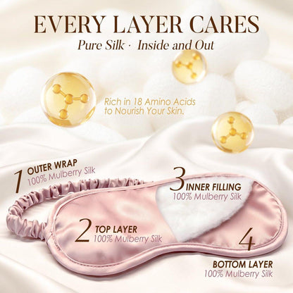 LULUSILK Maulbeerseide Schlafmaske – Weiche Augenmaske mit elastischem Band für erholsamen Schlaf, Reisen und Nickerchen (Pink)