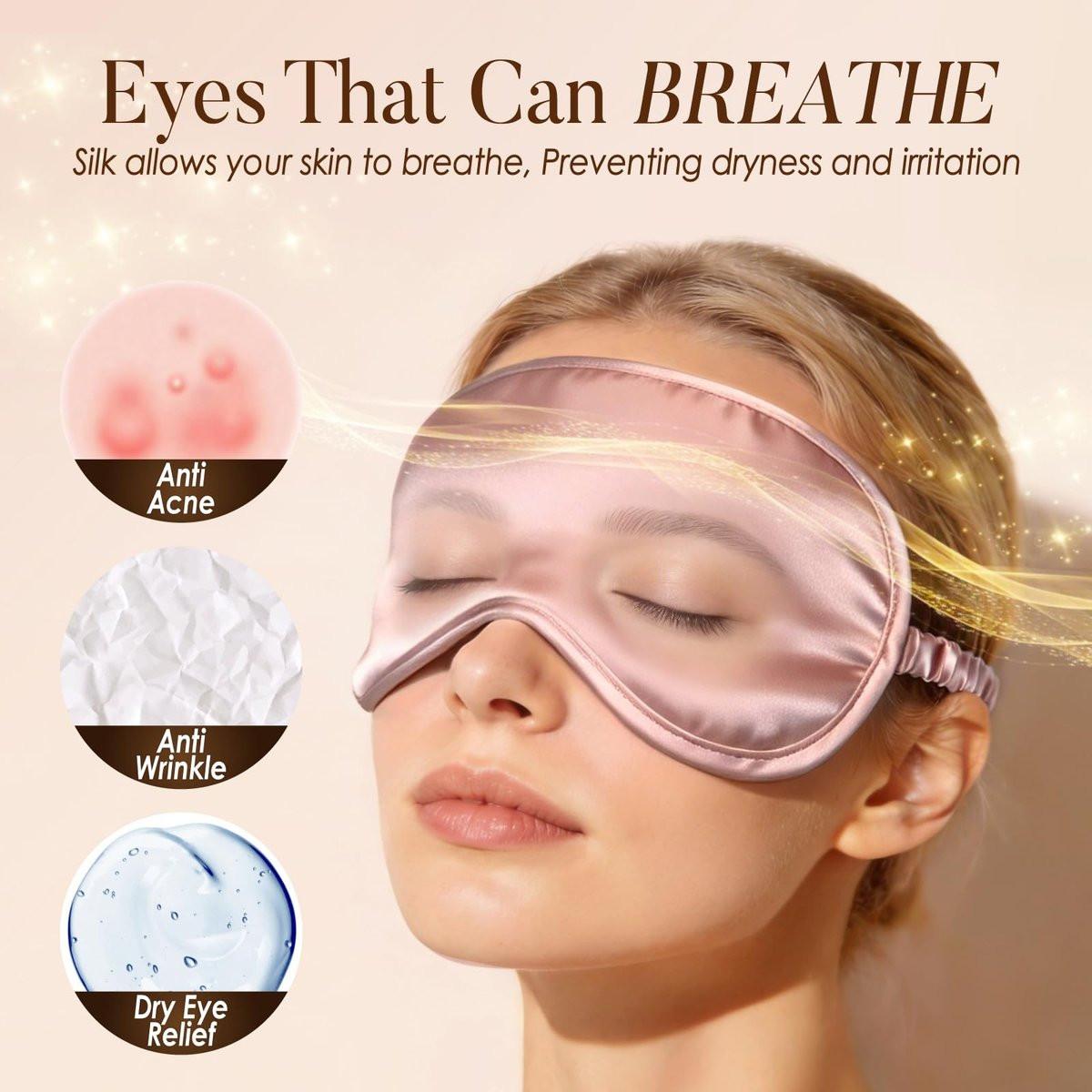 LULUSILK Maulbeerseide Schlafmaske – Weiche Augenmaske mit elastischem Band für erholsamen Schlaf, Reisen und Nickerchen (Pink)