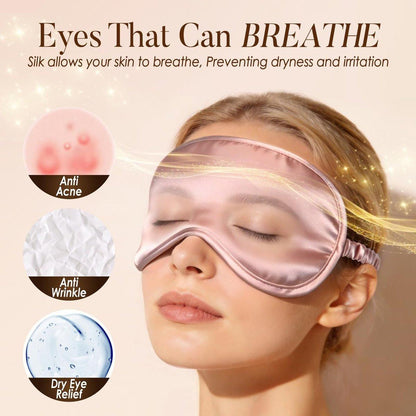 LULUSILK Maulbeerseide Schlafmaske – Weiche Augenmaske mit elastischem Band für erholsamen Schlaf, Reisen und Nickerchen (Pink)