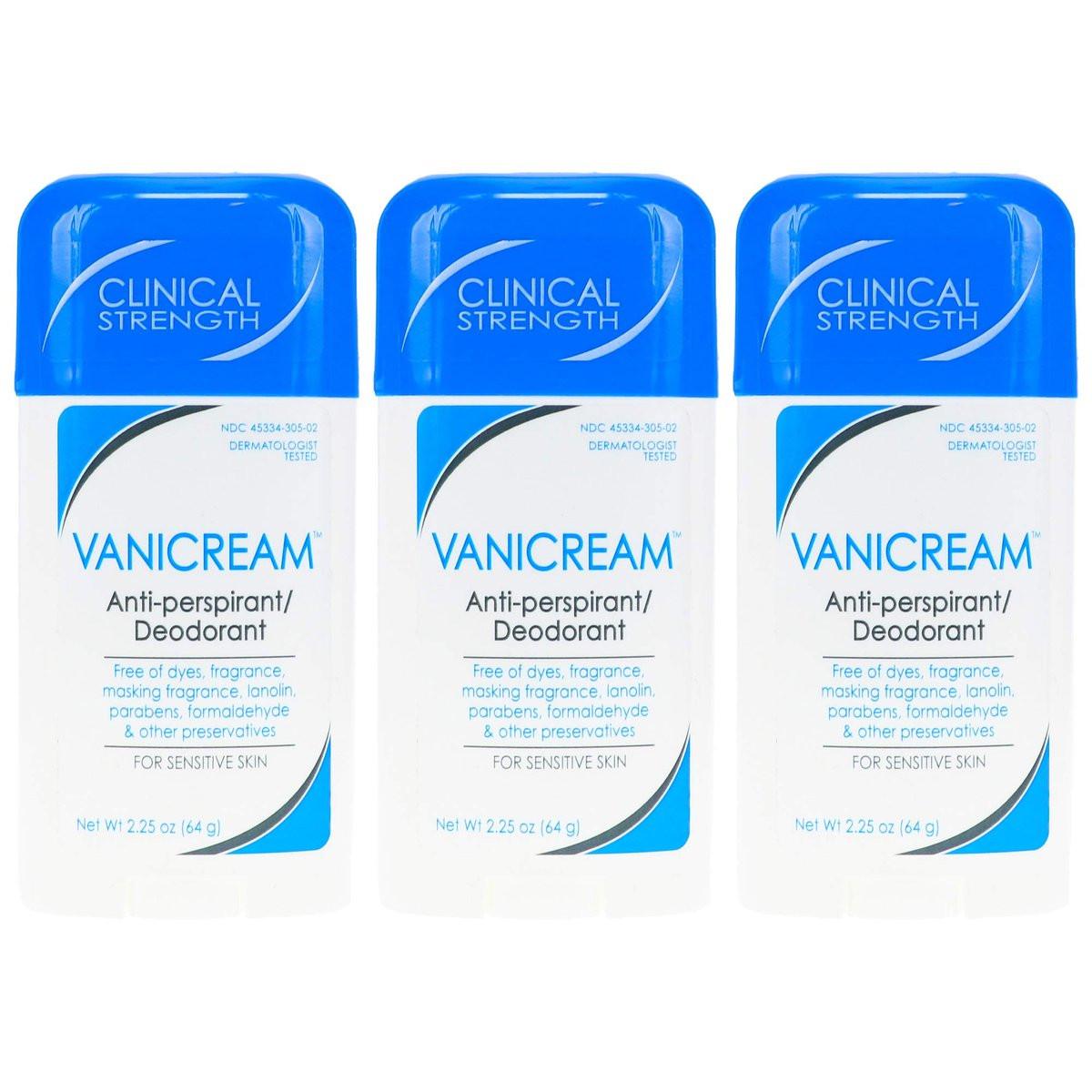 Vanicream Antitranspirant - Klinische Stärke Deodorant für empfindliche Haut, 2,25 oz (3er-Pack)