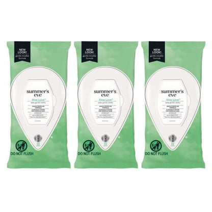 Summer’s Eve Aloe Love Feuchttücher für die Intimhygiene, tägliche Intimtücher, entfernt Gerüche, pH-ausgeglichen, sanft für empfindliche Haut, 32 Stück (3er-Pack)
