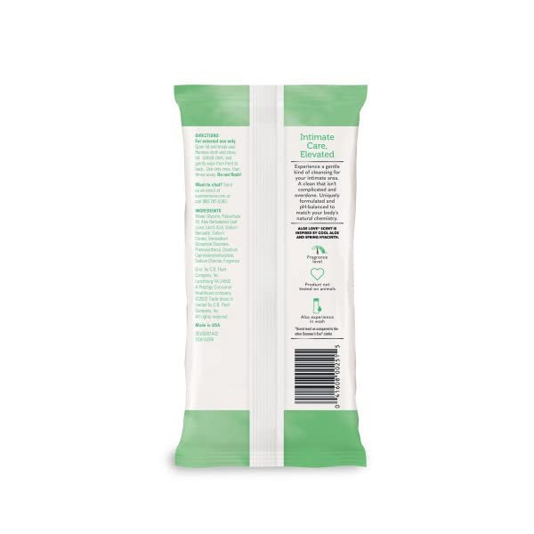 Summer’s Eve Aloe Love Feuchttücher für die Intimhygiene, tägliche Intimtücher, entfernt Gerüche, pH-ausgeglichen, sanft für empfindliche Haut, 32 Stück (3er-Pack)