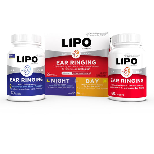 Lipo Flavonoid Tag & Nacht Kombi-Set – Tinnitus Linderung bei Ohrensausen – Lipo Flavonoid Plus & Lipo Flavonoid Nacht mit Melatonin & Vitamin C, 90 Kapseln