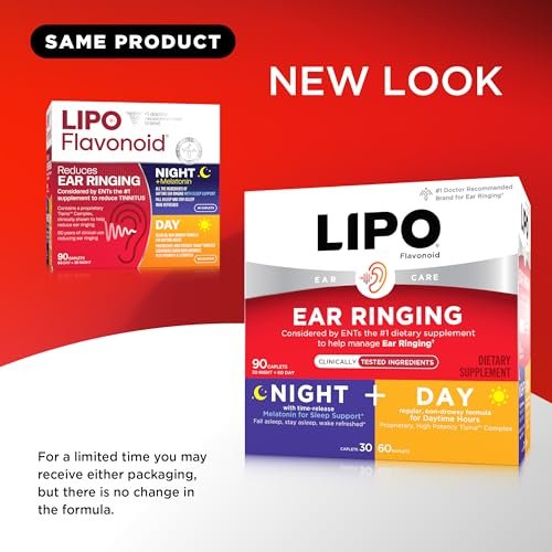 Lipo Flavonoid Tag & Nacht Kombi-Set – Tinnitus Linderung bei Ohrensausen – Lipo Flavonoid Plus & Lipo Flavonoid Nacht mit Melatonin & Vitamin C, 90 Kapseln
