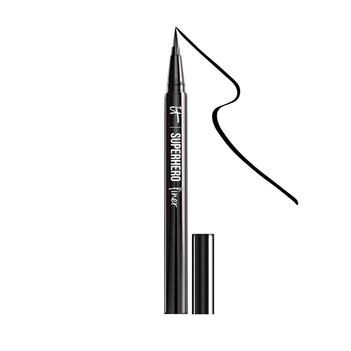 IT Cosmetics Superhero Flüssig-Eyeliner-Stift, Super Black – 24h wasserfeste Formel, verschmiert nicht, verblasst nicht – mit Peptiden, Kollagen, Biotin & Kaolin-Tonerde, 0,18 ml