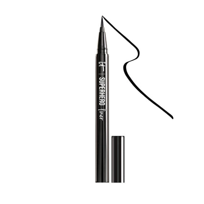 IT Cosmetics Superhero Flüssig-Eyeliner-Stift, Super Black – 24h wasserfeste Formel, verschmiert nicht, verblasst nicht – mit Peptiden, Kollagen, Biotin & Kaolin-Tonerde, 0,18 ml