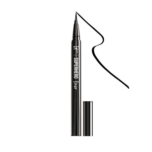 IT Cosmetics Superhero Flüssig-Eyeliner-Stift, Super Black – 24h wasserfeste Formel, verschmiert nicht, verblasst nicht – mit Peptiden, Kollagen, Biotin & Kaolin-Tonerde, 0,18 ml