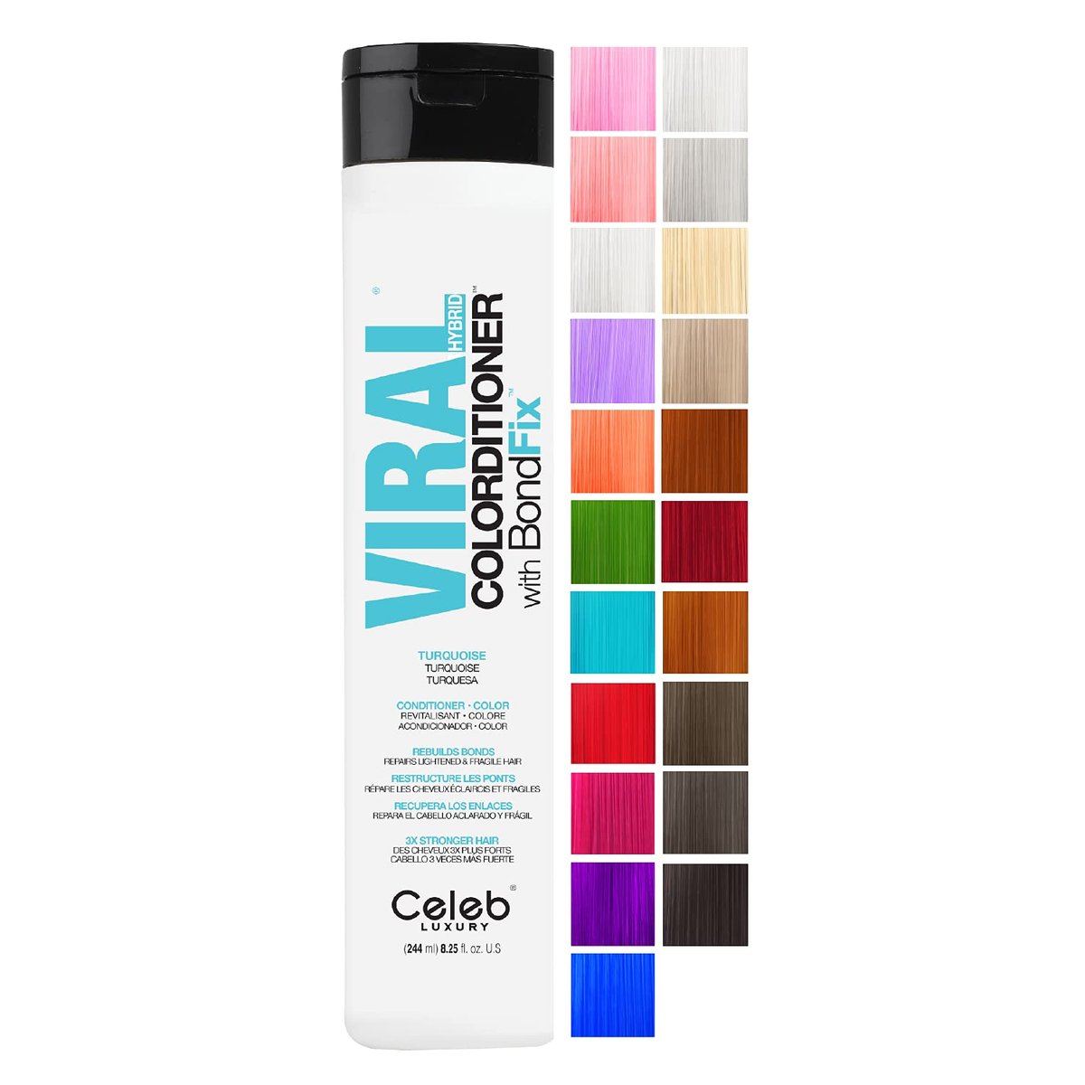 Celeb Luxury Intense Color Depositing Colorconditioner Conditioner + BondFix Bond Rebuilder – Türkis, 8,25 Fl Oz