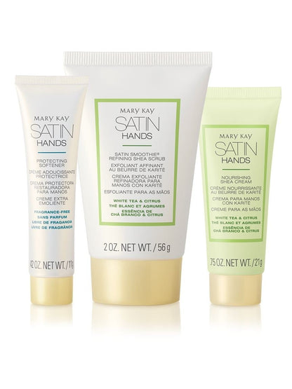 Mary Kay White Tea & Citrus Satin Hands Pampering Set Deluxe Mini – 3-teiliges Pflegeset
