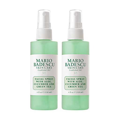 Mario Badescu Gesichtsspray mit Aloe, Gurke und Grüntee für alle Hauttypen | Feuchtigkeitsspendender Gesichtsnebel | 4 Fl Oz (Packung mit 2)