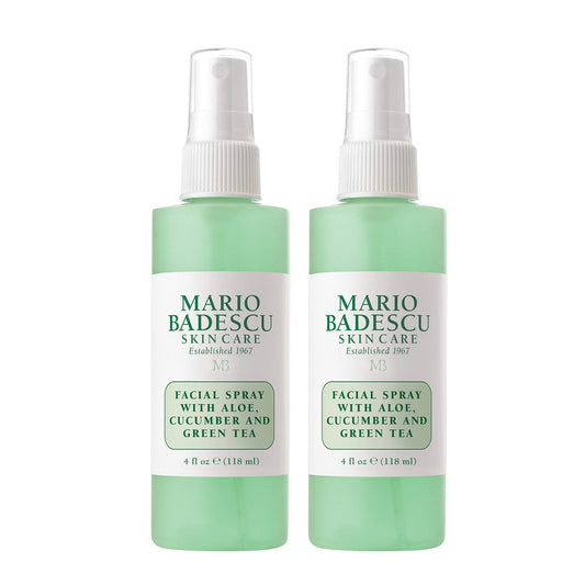 Mario Badescu Gesichtsspray mit Aloe, Gurke und Grüntee für alle Hauttypen | Feuchtigkeitsspendender Gesichtsnebel | 4 Fl Oz (Packung mit 2)