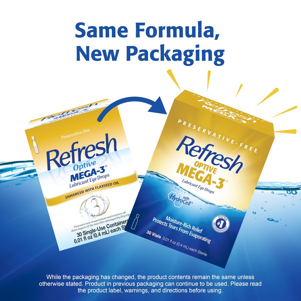 Refresh Optive Mega-3 Befeuchtende Augentropfen für trockene Augen, Konservierungsmittelfrei, 0,01 Fl Oz Einzeldosis-Behälter, 30 Stück