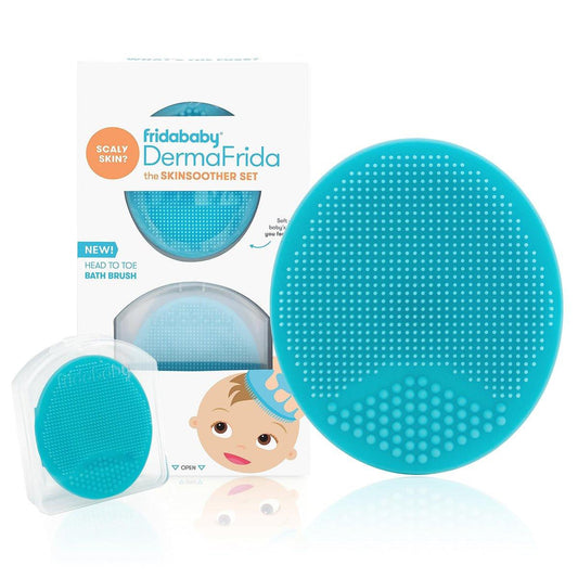 Frida Baby DermaFrida The SkinSoother Baby Badebürste – Milchschorfbürste für Babys, Baby-Essential für trockene Haut, Milchschorfbehandlung und Ekzeme, 2er-Pack